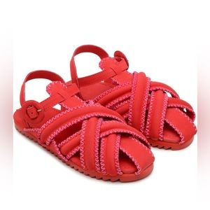 NEW FARM RIO Zigzag Stitch Vegan Sandals Red US 8.5